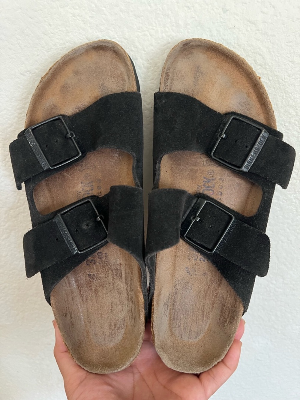 Birkenstock Arizona Black Suede Sandals Size 37 6-6.5 Narrow